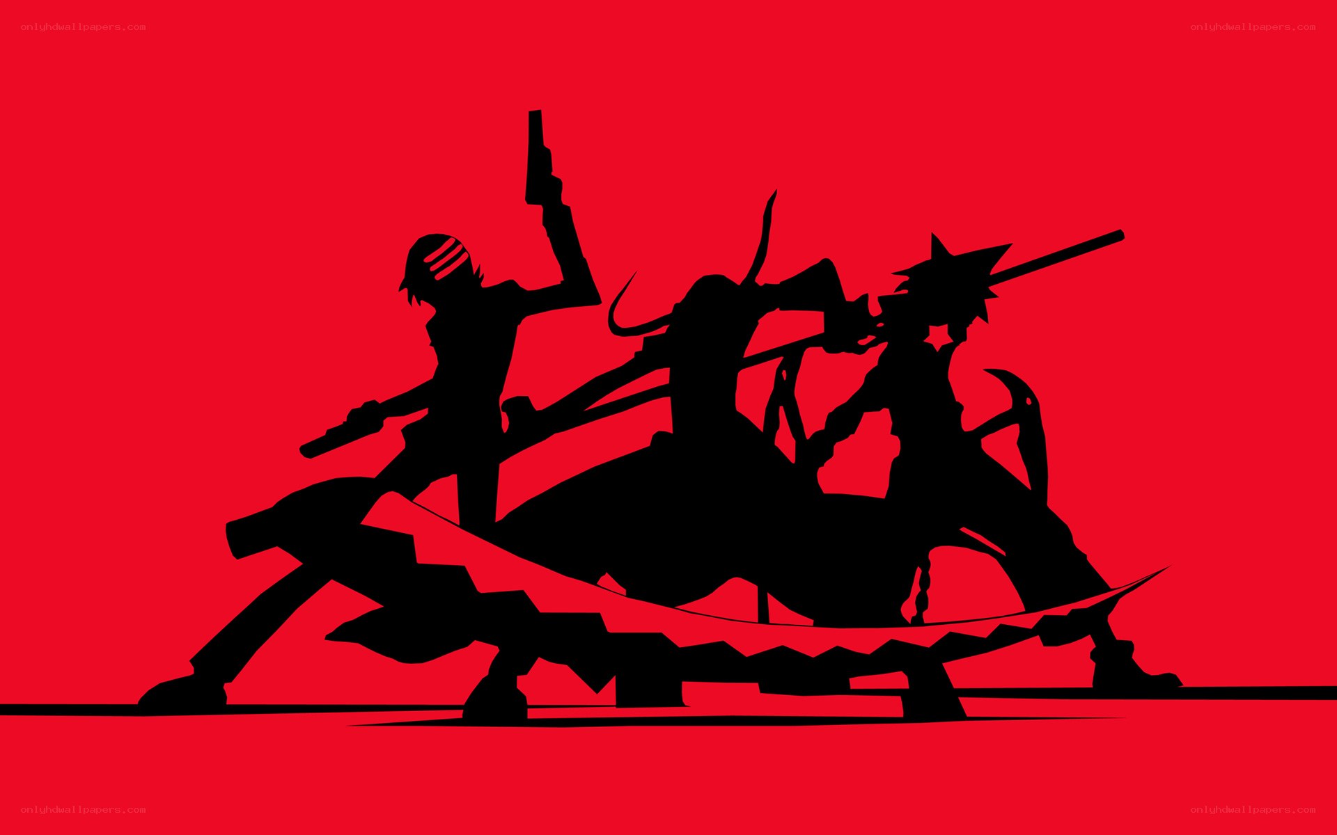 Silhouette battle scene