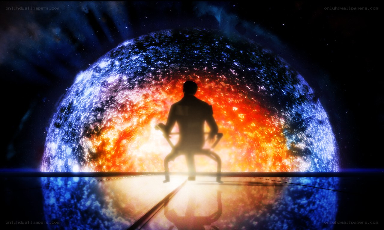 silhouette before cosmic sphere