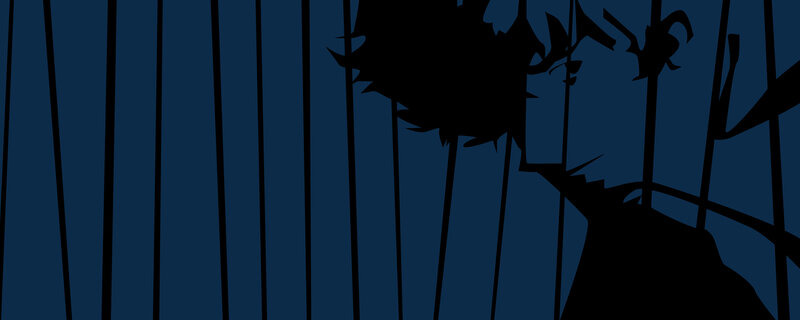 silhouette behind bars