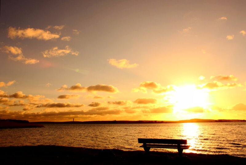 Silhouette Bench by Water