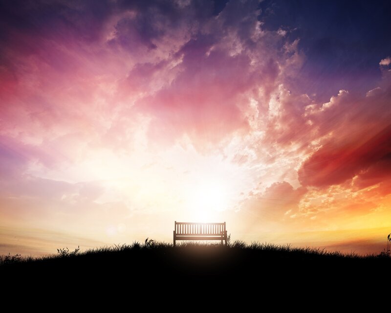 Silhouette Bench on Hill