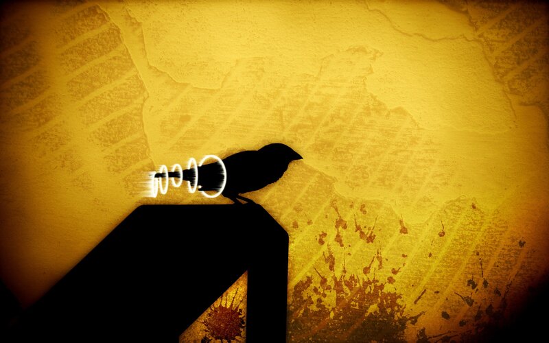Silhouette bird with sound waves