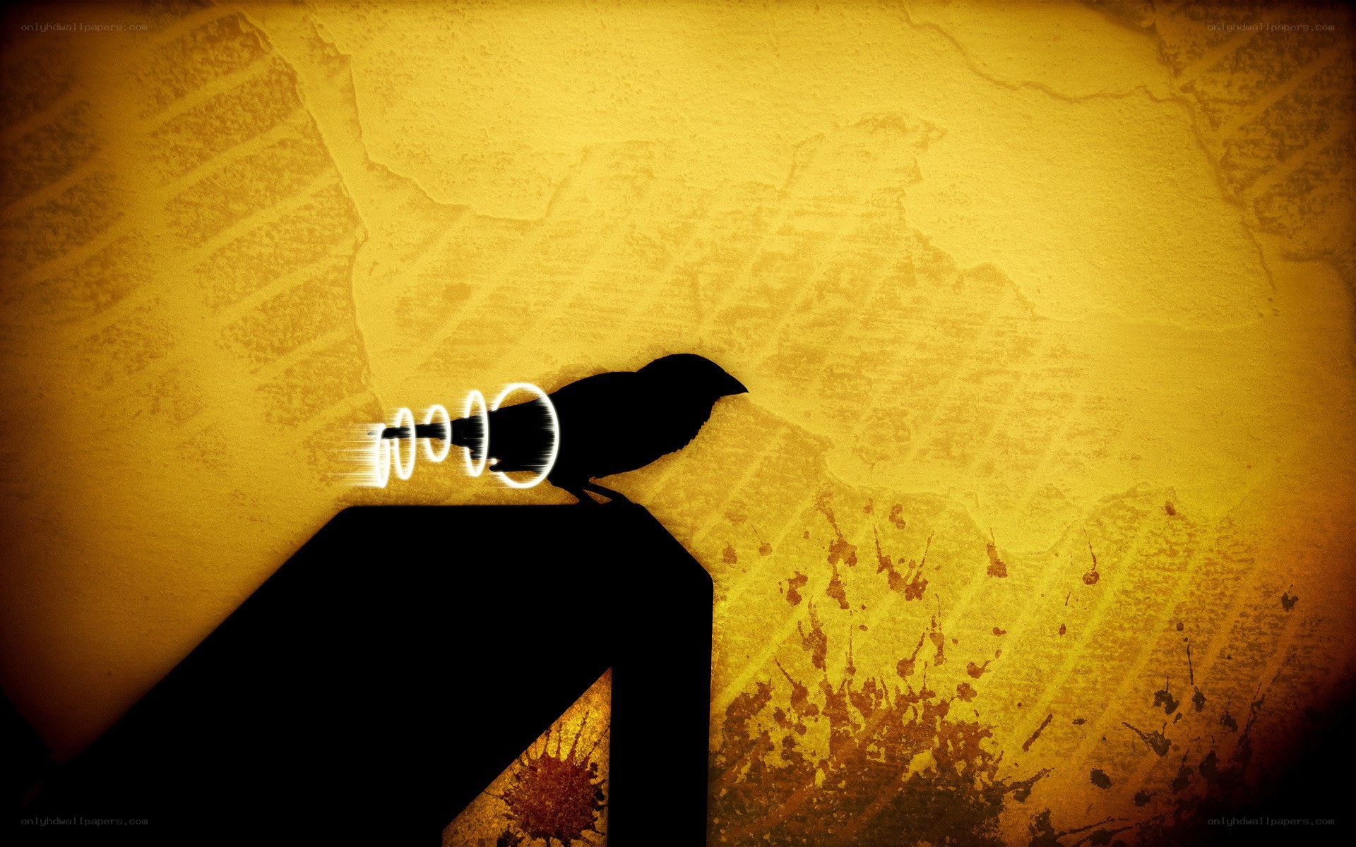 Silhouette bird with sound waves