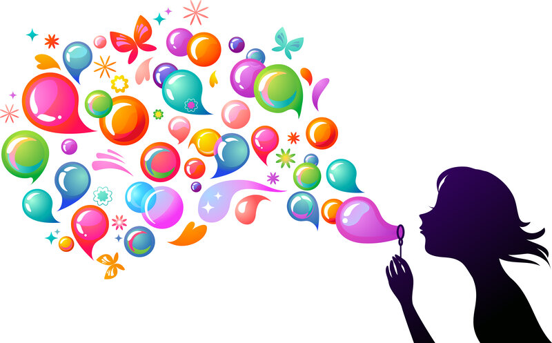 Silhouette Blowing Bubbles — Purple