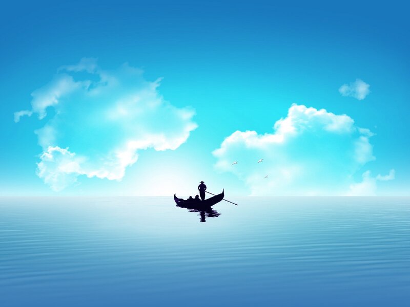 Silhouette boat on calm sea