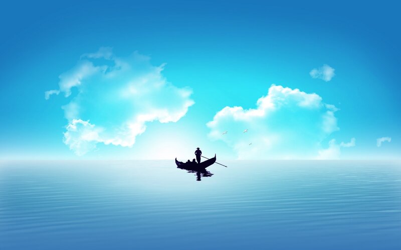 Silhouette boat on calm sea
