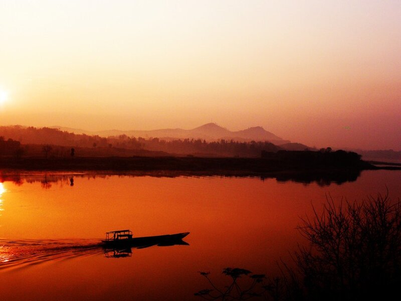 Silhouette Boat on River