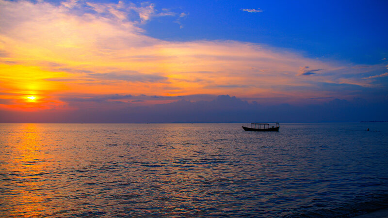 Silhouette Boat on Sea