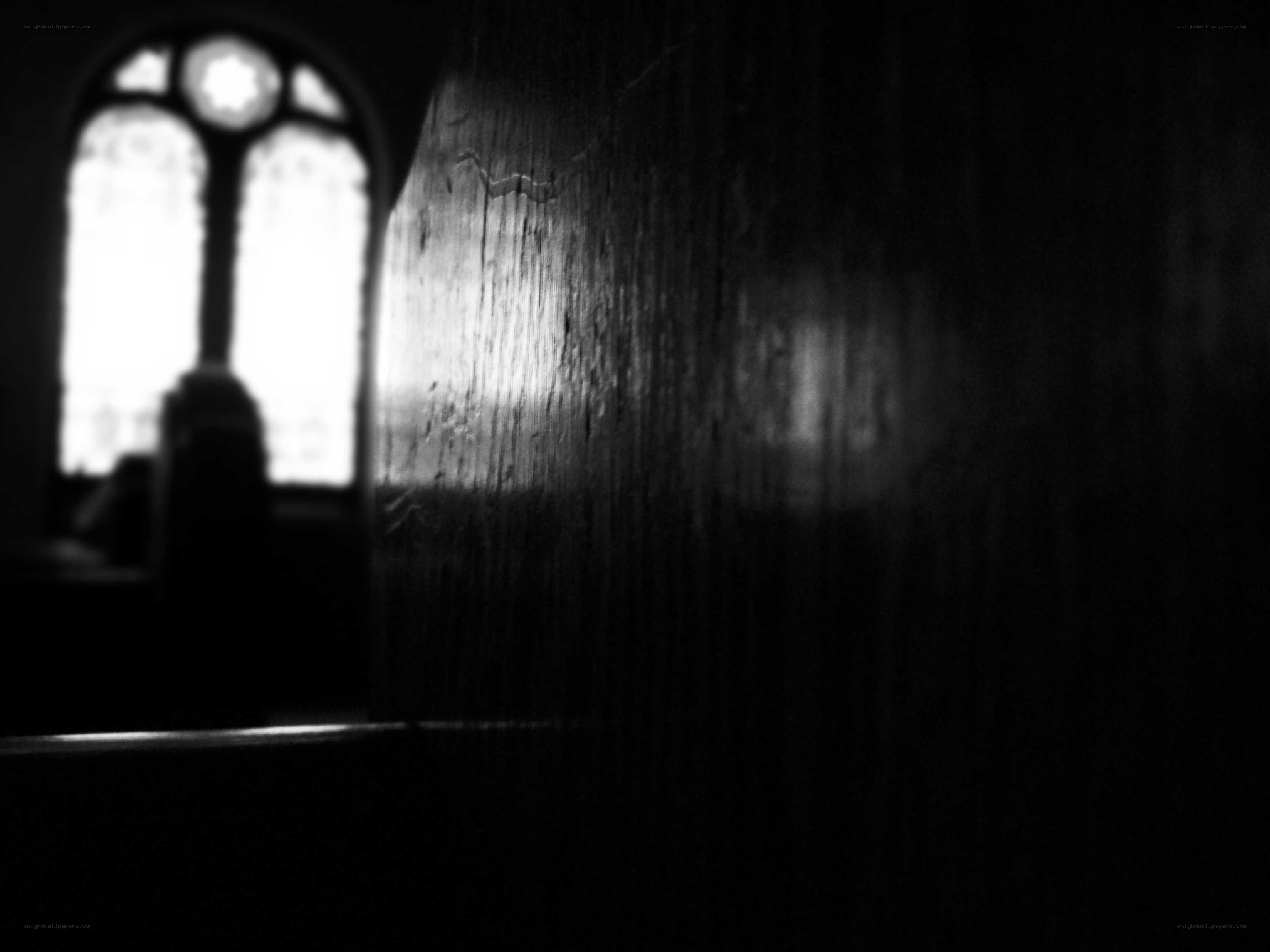 silhouette by stained glass