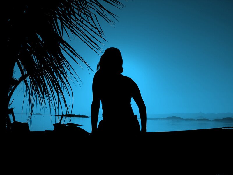 silhouette by the sea