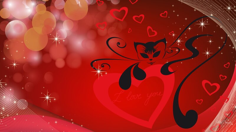 Silhouette Cat on Heart