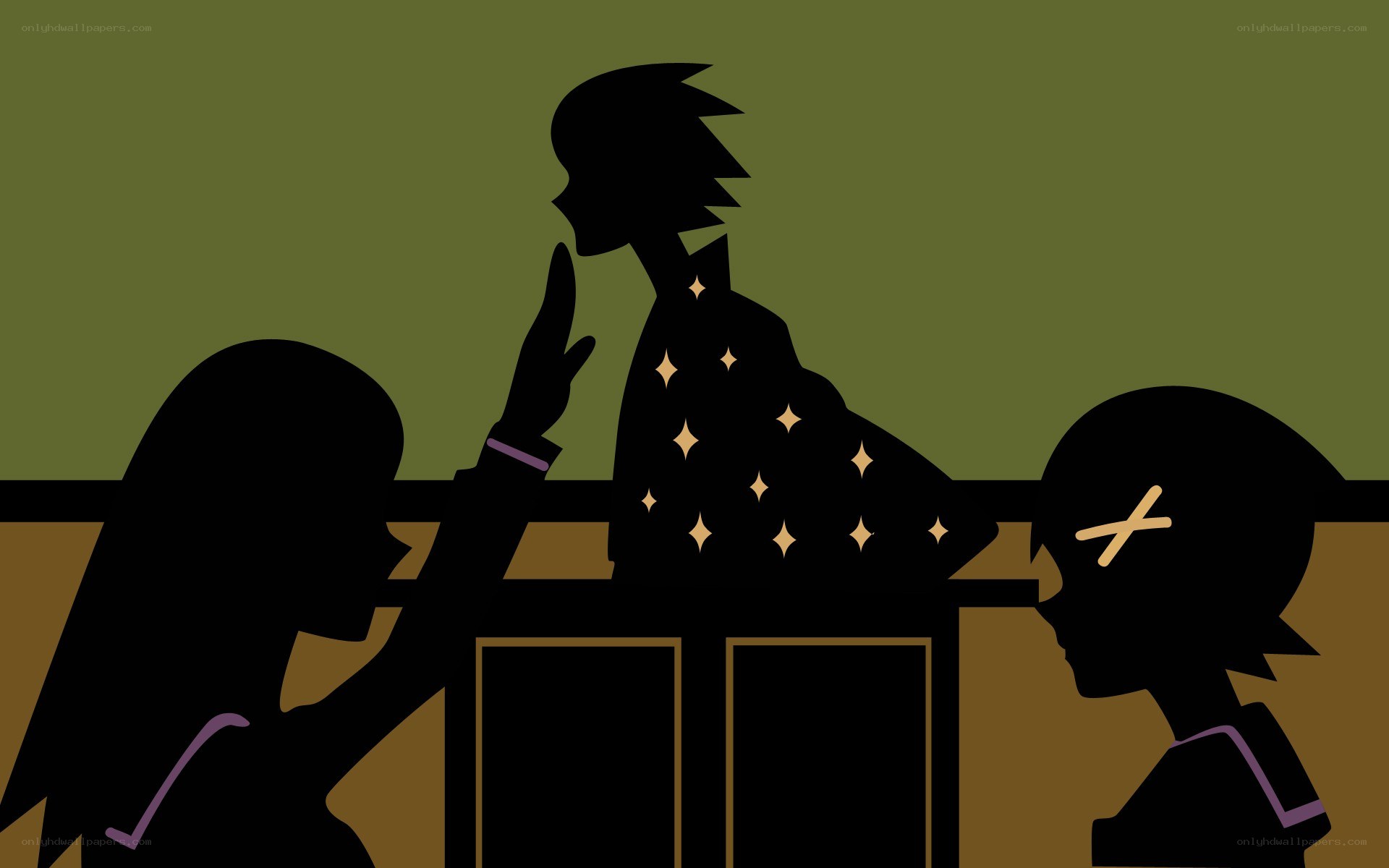 silhouette characters at table