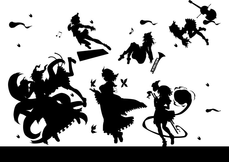 silhouette characters dancing