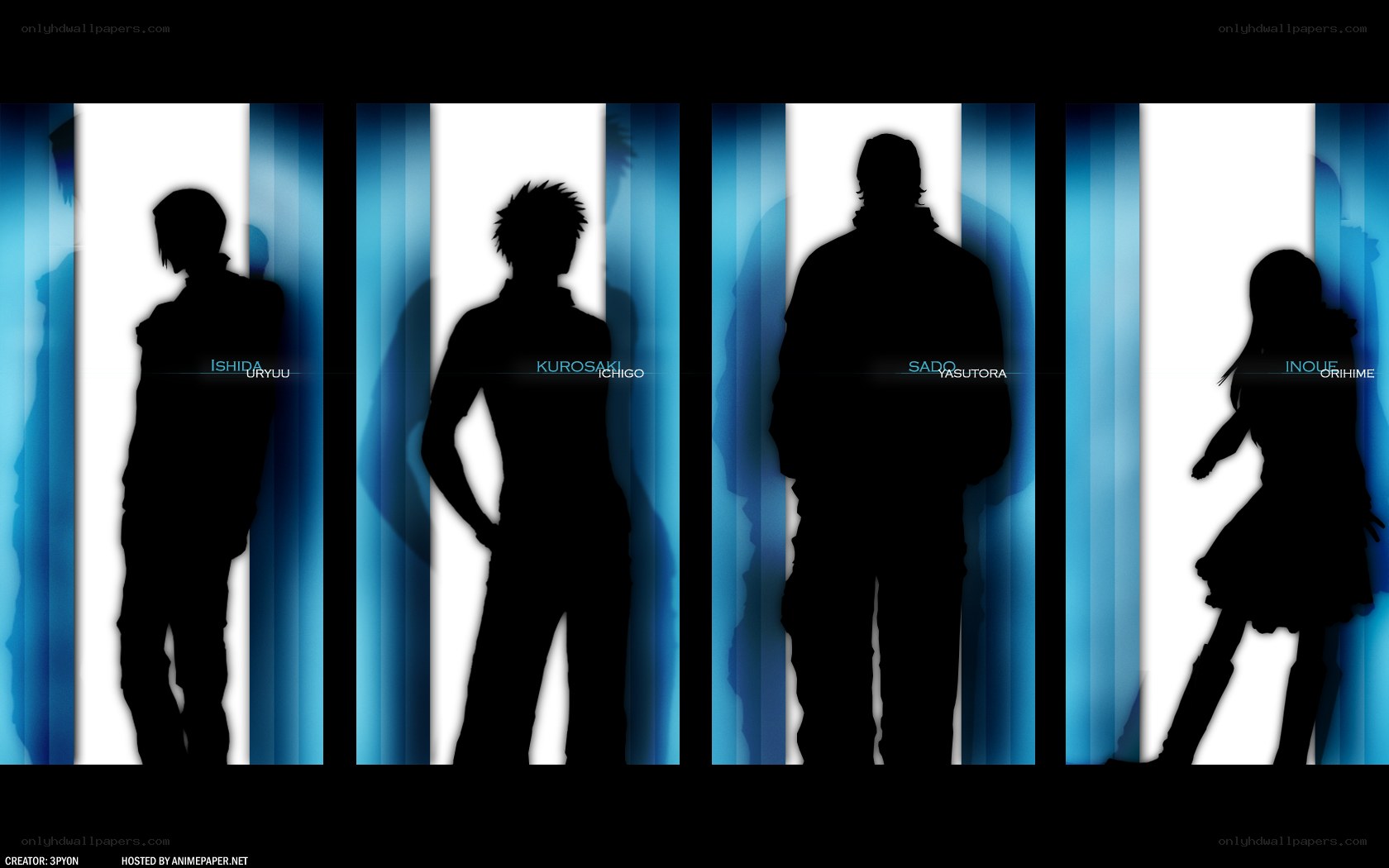 Silhouette characters from anime