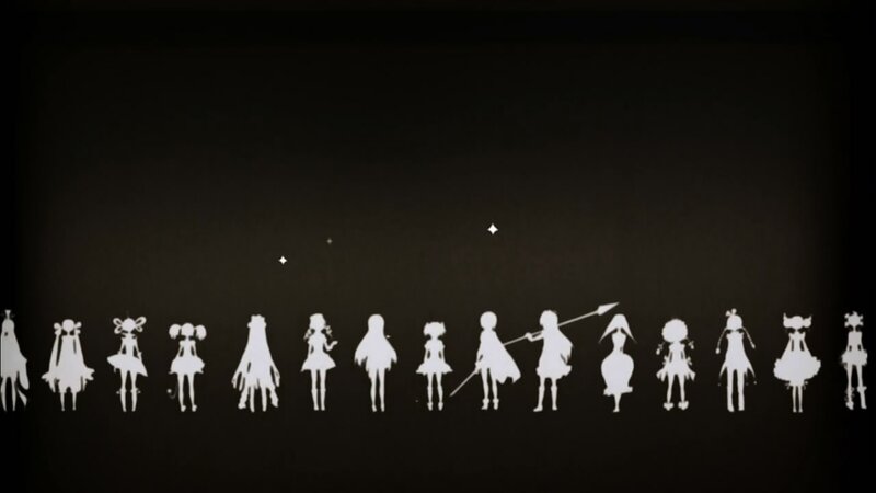 silhouette characters in a line
