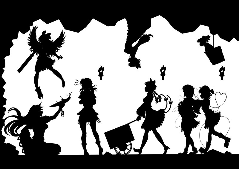 Silhouette characters in action