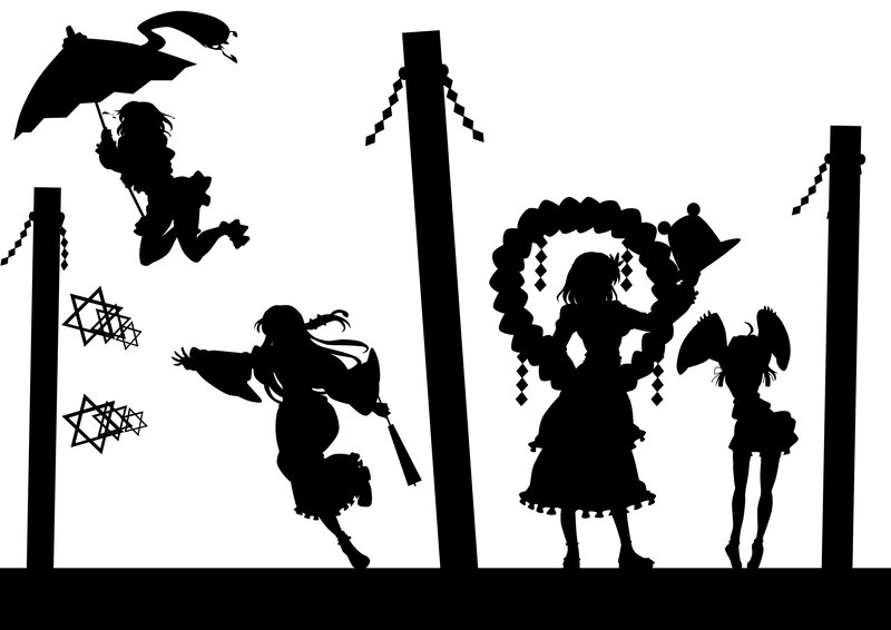 silhouette characters in festival scene