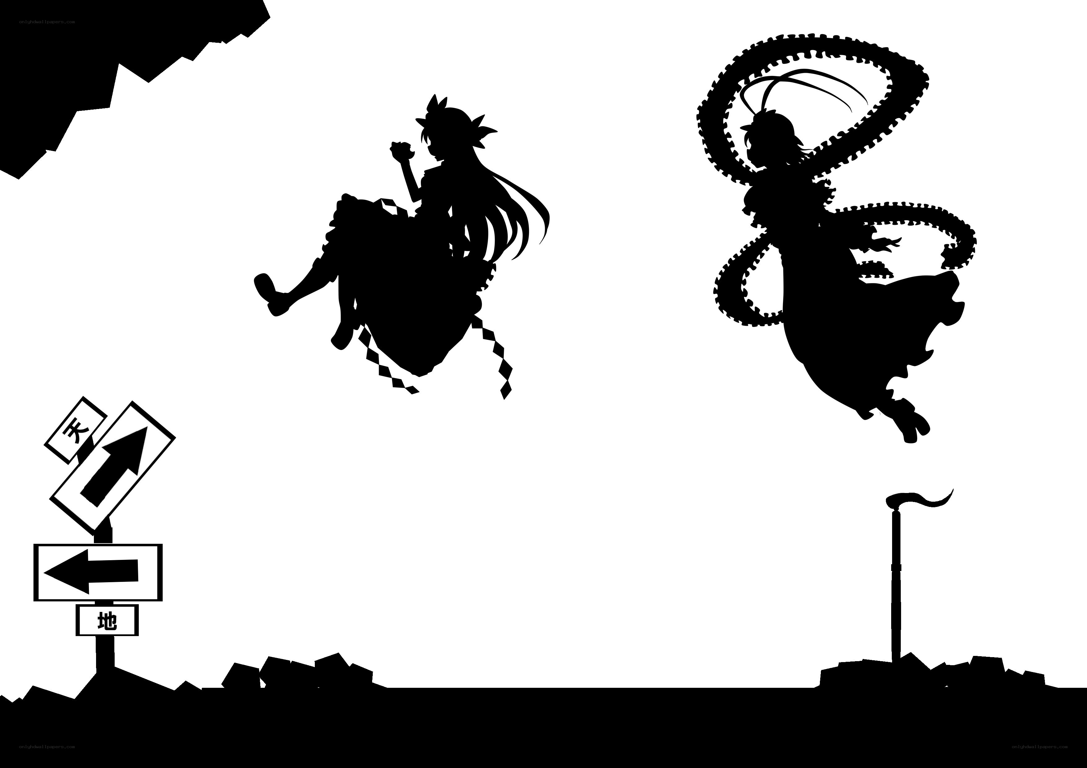 Silhouette characters in flight