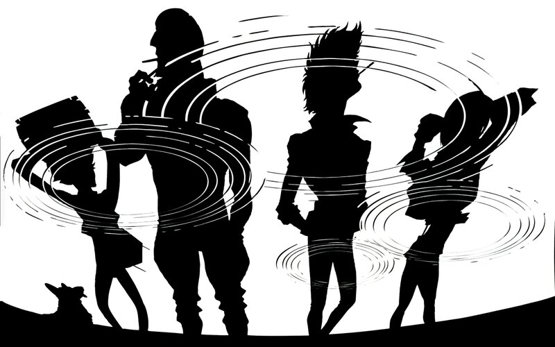 silhouette characters in motion