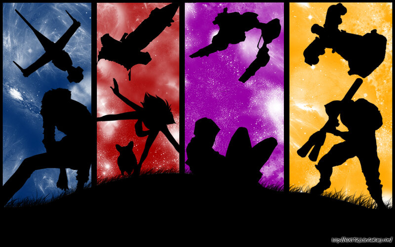 silhouette characters in space
