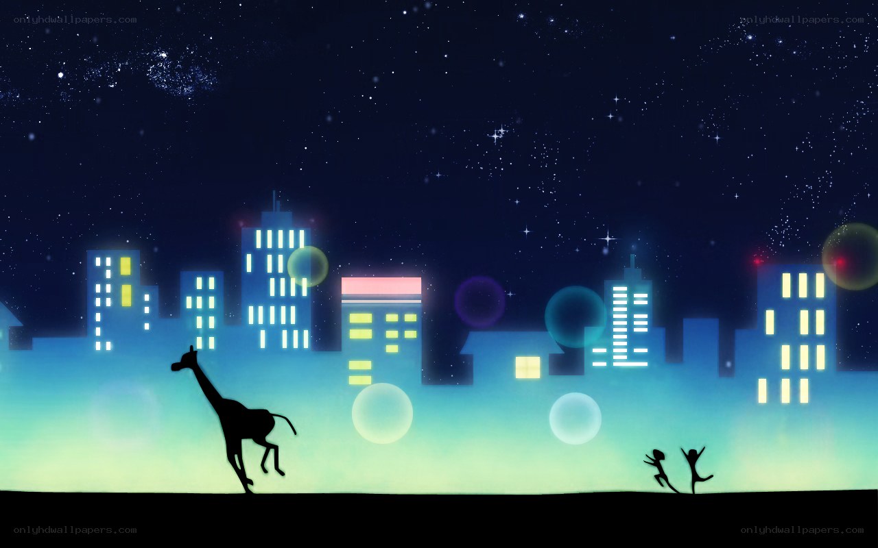 Silhouette city at night
