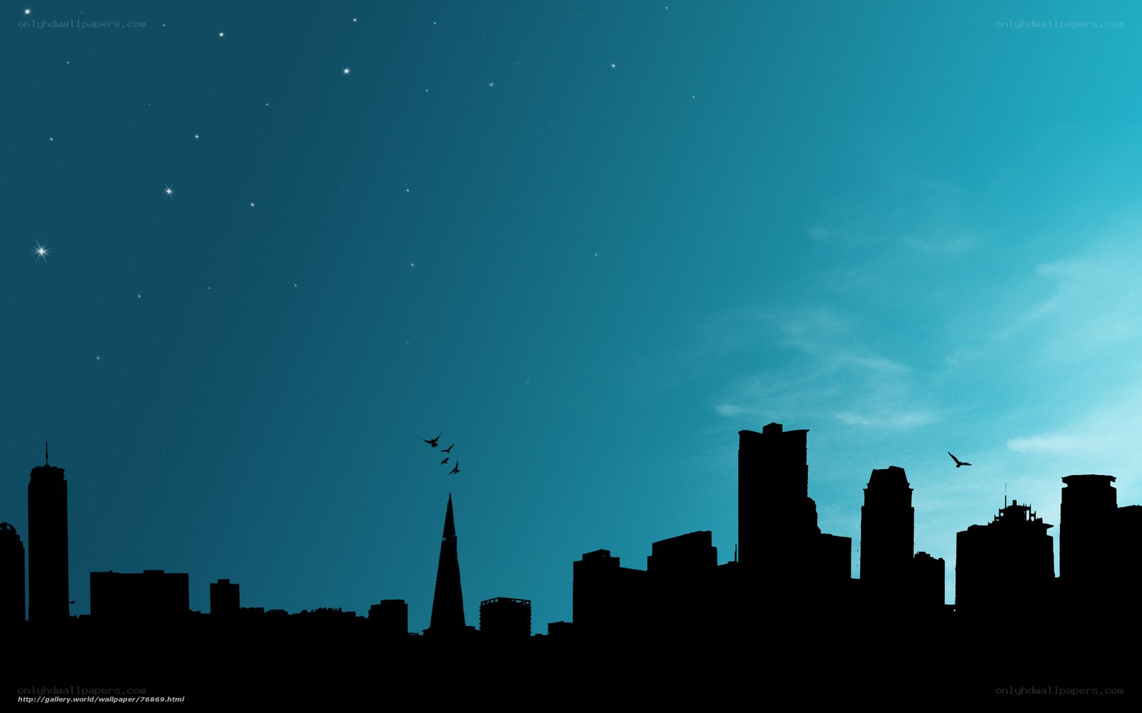 Silhouette city skyline at night