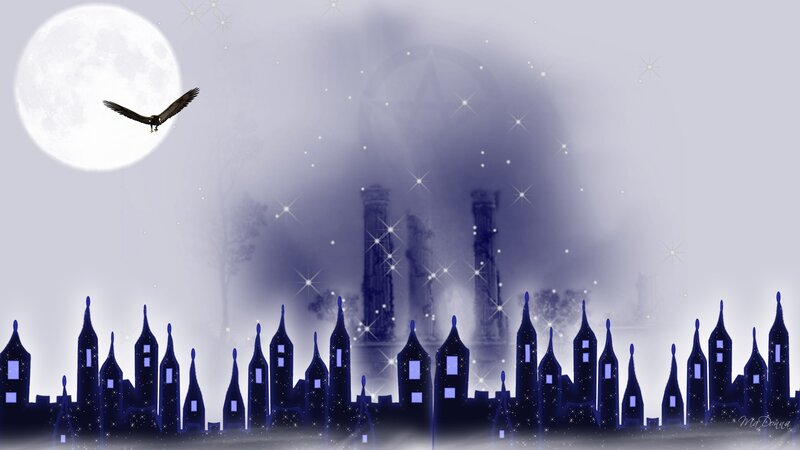 Silhouette Cityscape at Night