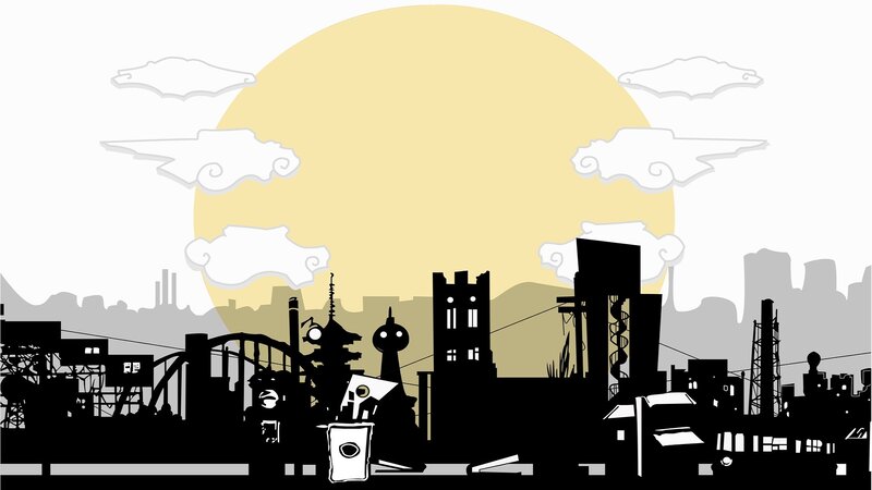 silhouette cityscape at sunset
