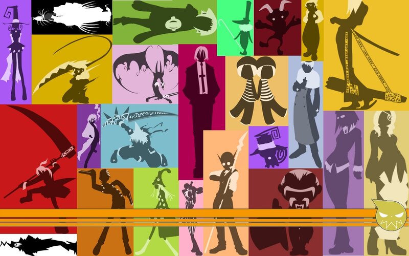 Silhouette collage of anime characters