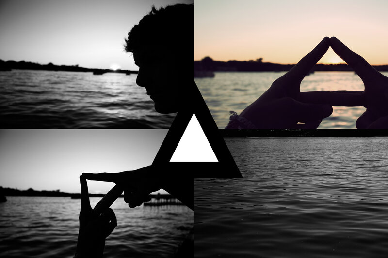 silhouette collage with triangle