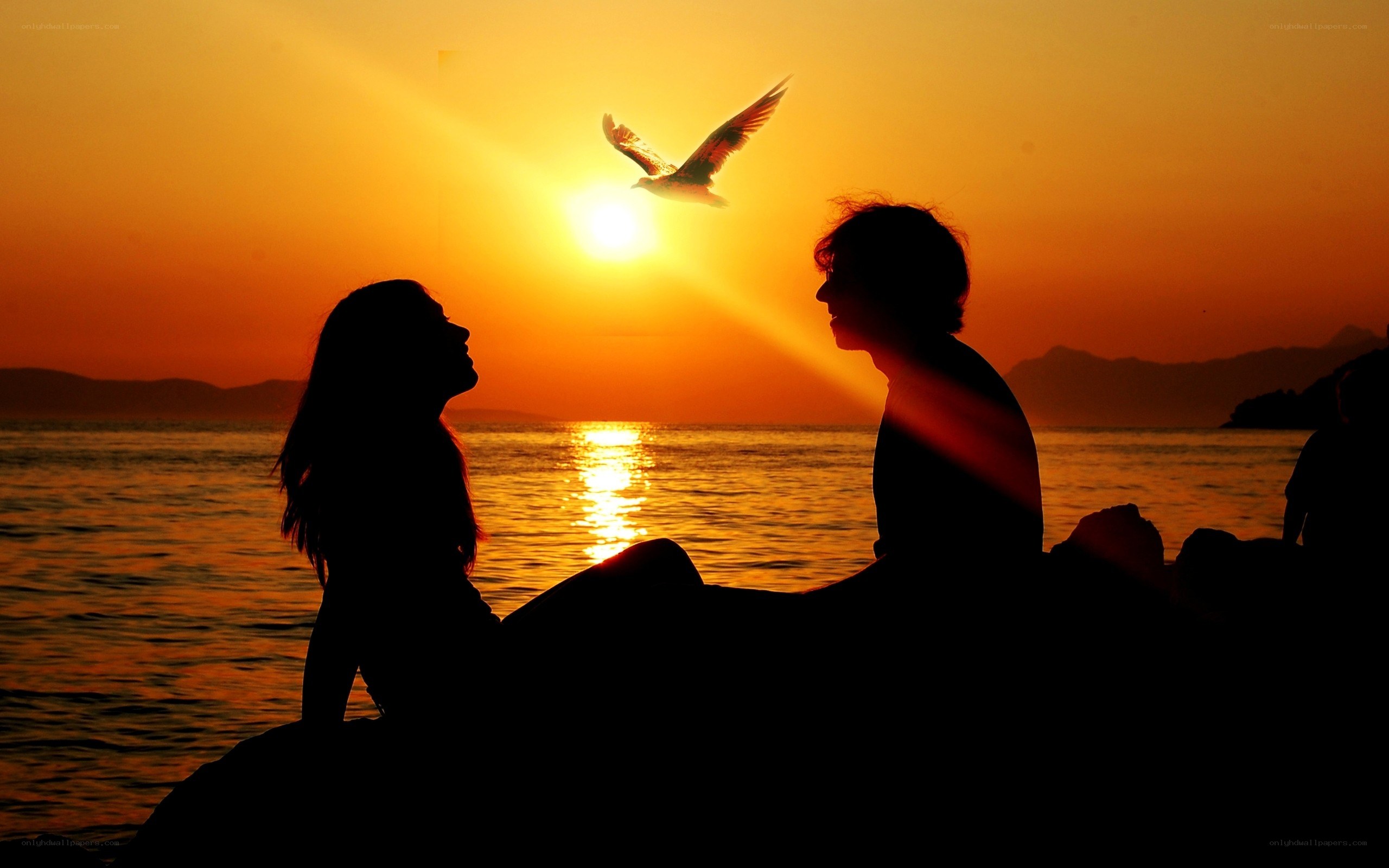 Silhouette couple at sunset