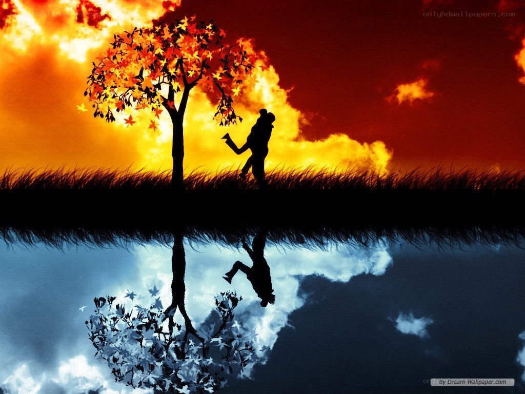 Silhouette couple at sunset