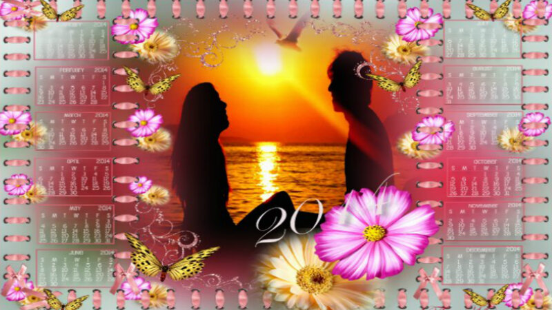 Silhouette Couple at Sunset — Pink