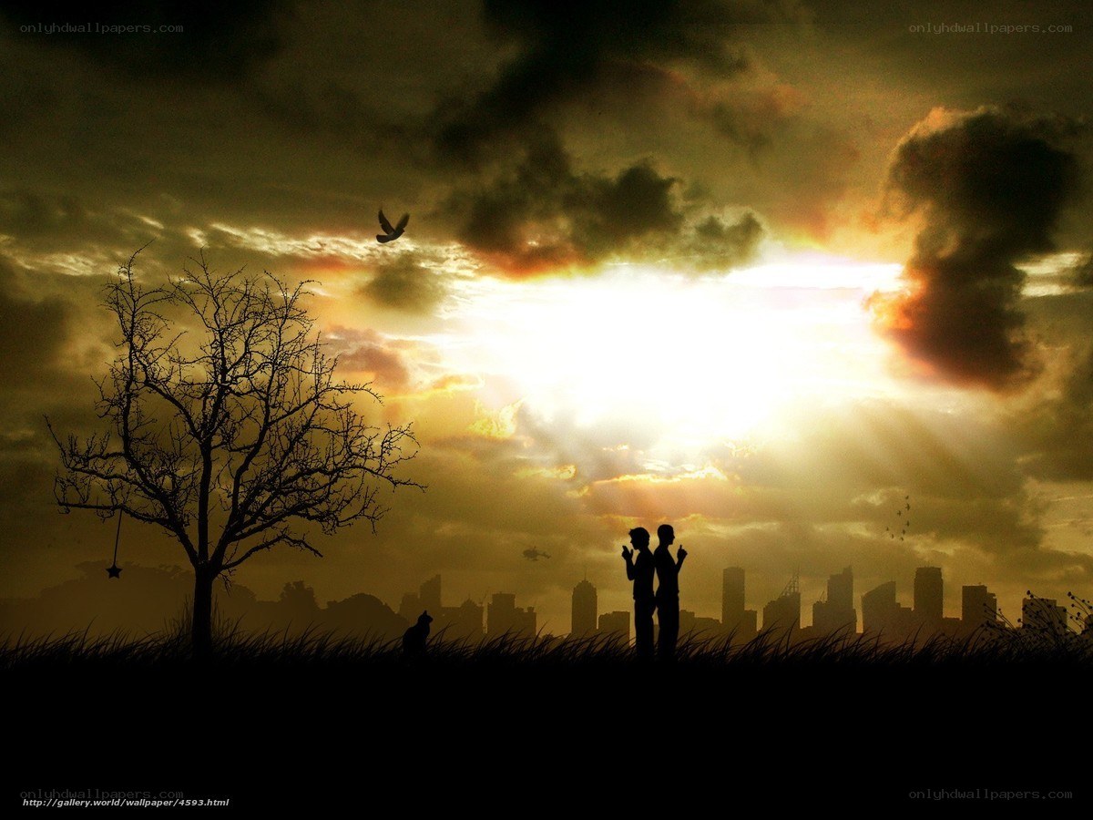 Silhouette couple at sunset