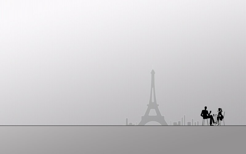 Silhouette Couple at Table — Gray, Serene