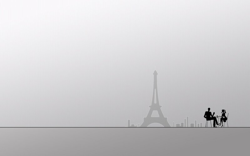 Silhouette Couple at Table — Gray