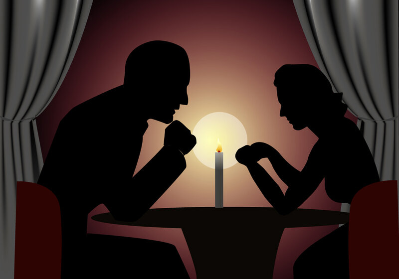 Silhouette Couple at Table