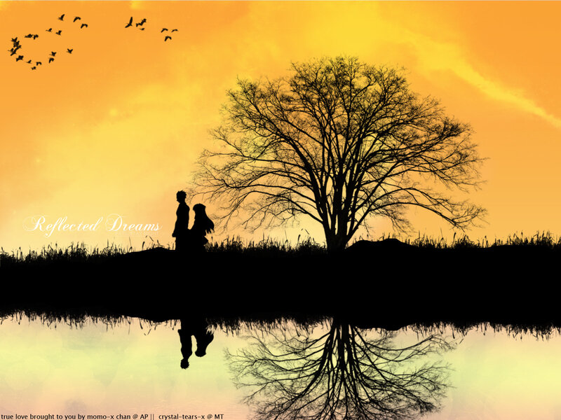Silhouette Couple by Lake