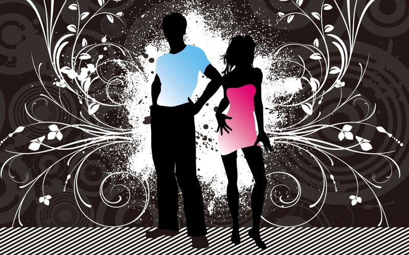Silhouette Couple Dancing — Black, Dynamic
