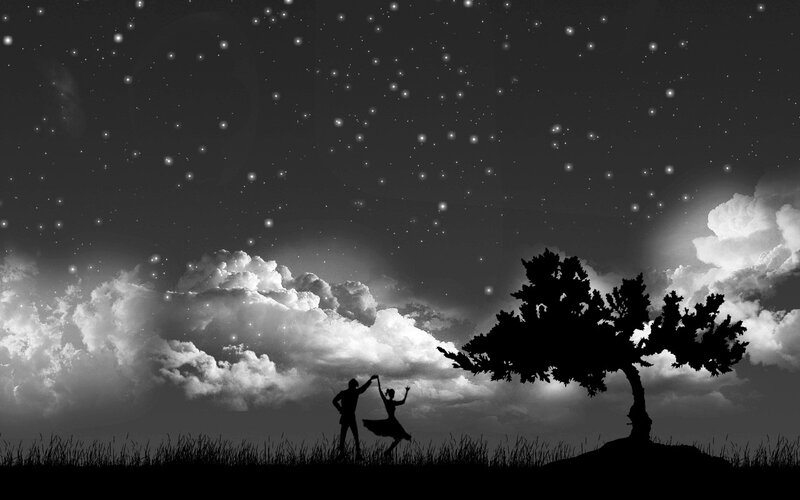 Silhouette Couple Dancing — Black