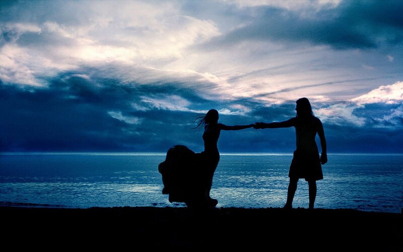 Silhouette Couple Dancing — Blue, Dramatic