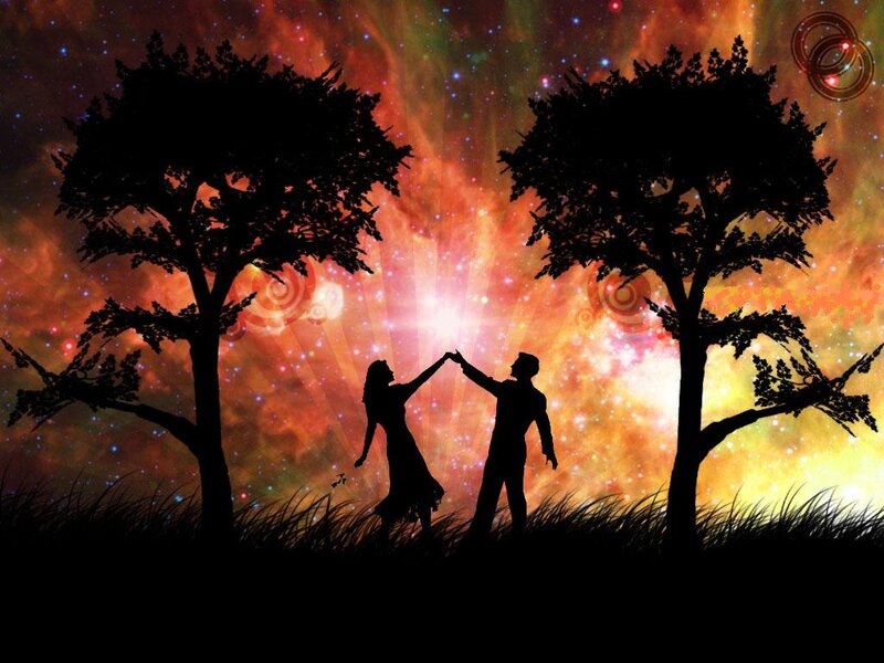 Silhouette Couple Dancing — Orange