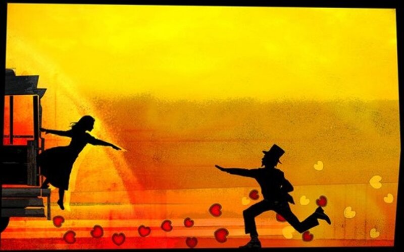 Silhouette Couple Dancing — Yellow