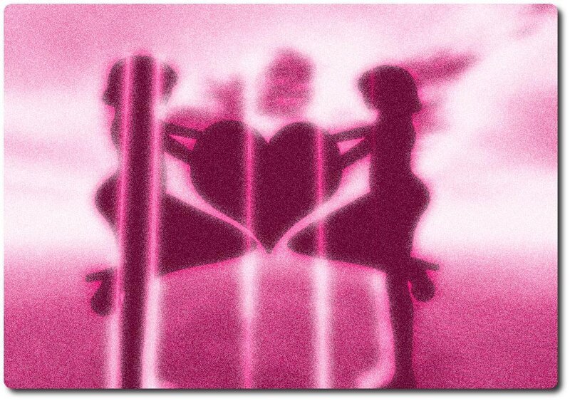 silhouette couple holding heart