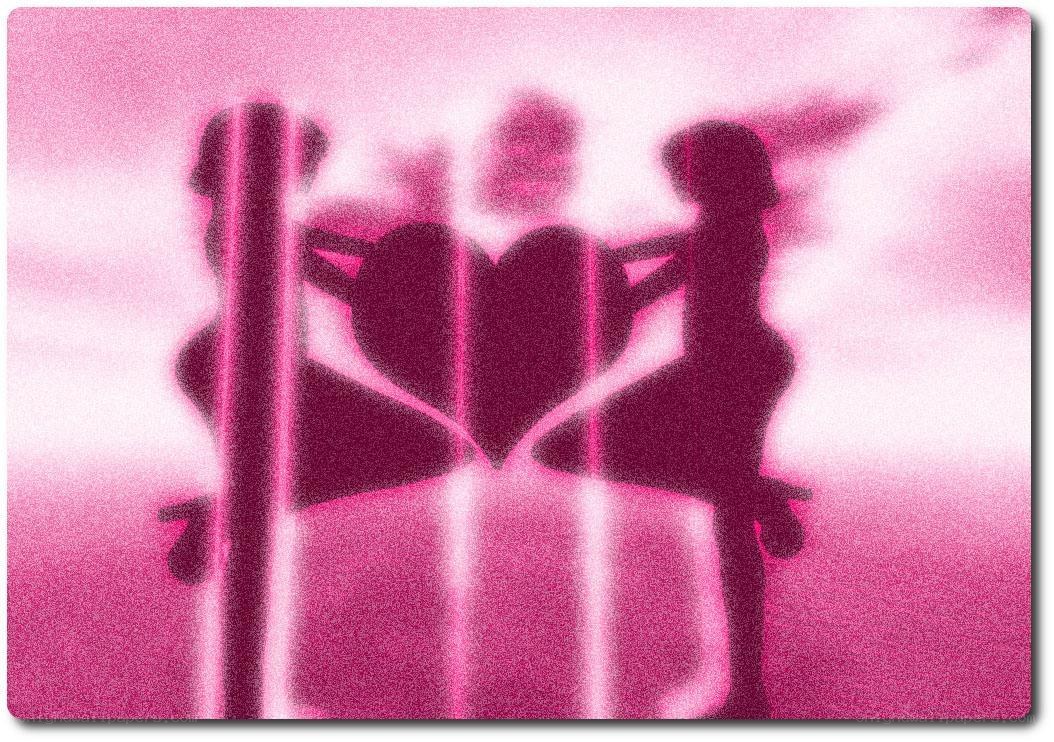 silhouette couple holding heart
