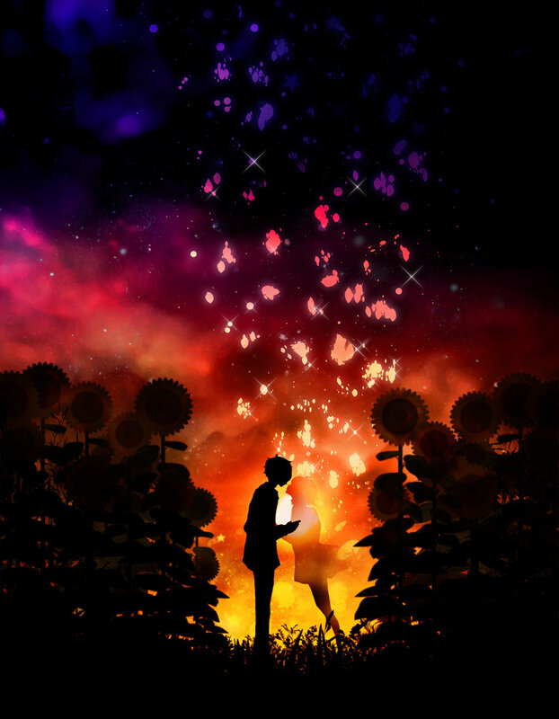 Silhouette Couple in Field