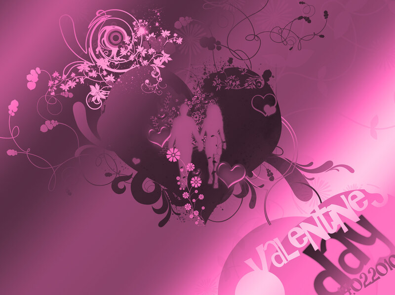 Silhouette Couple in Heart — Pink