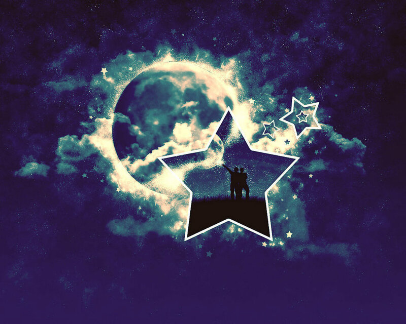Silhouette Couple in Star