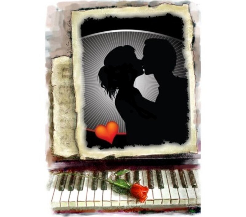 Silhouette Couple Kissing — Black, Romantic