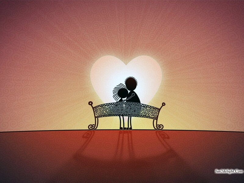 Silhouette Couple on Bench — Red